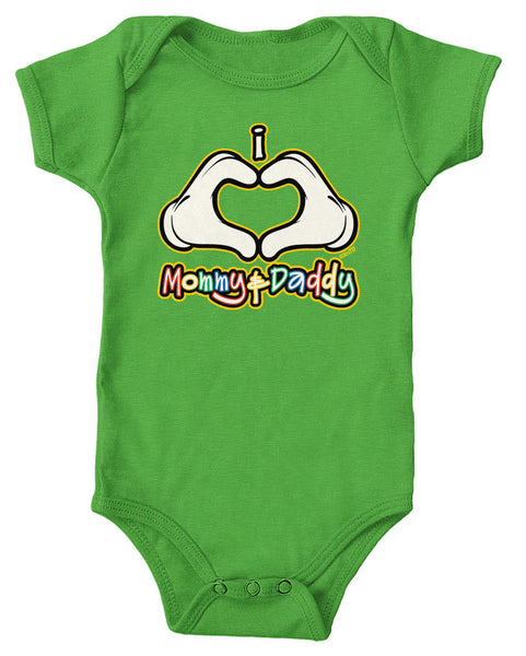 I Heart (Love) Mommy & Daddy Infant Lap Shoulder Bodysuit