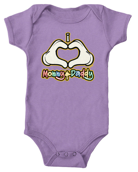 I Heart (Love) Mommy & Daddy Infant Lap Shoulder Bodysuit