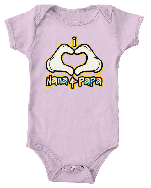 I Heart (Love) Nana & Papa Infant Lap Shoulder Bodysuit