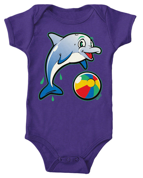 Cute Dolphin with Beach Ball Infant Lap Shoulder Bodysuit