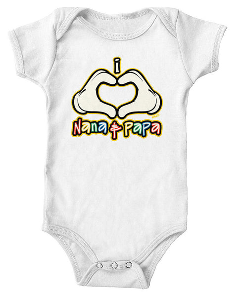 I Heart (Love) Nana & Papa Infant Lap Shoulder Bodysuit